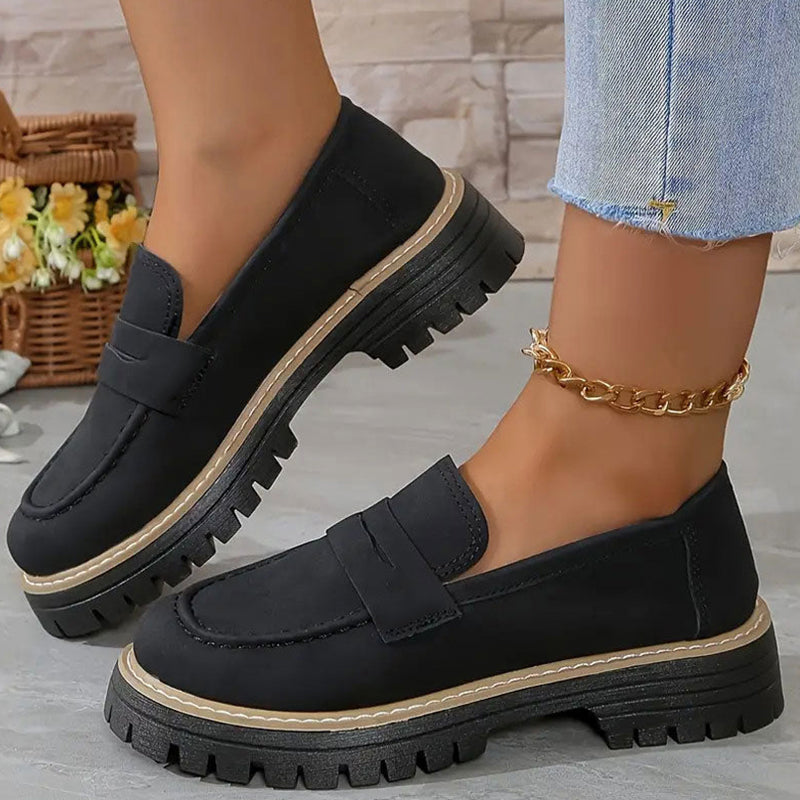 Naisten mukavat paksupohjaiset slip-on-loaferit