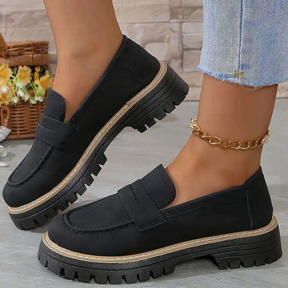 Naisten mukavat paksupohjaiset slip-on-loaferit