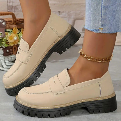 Naisten mukavat paksupohjaiset slip-on-loaferit