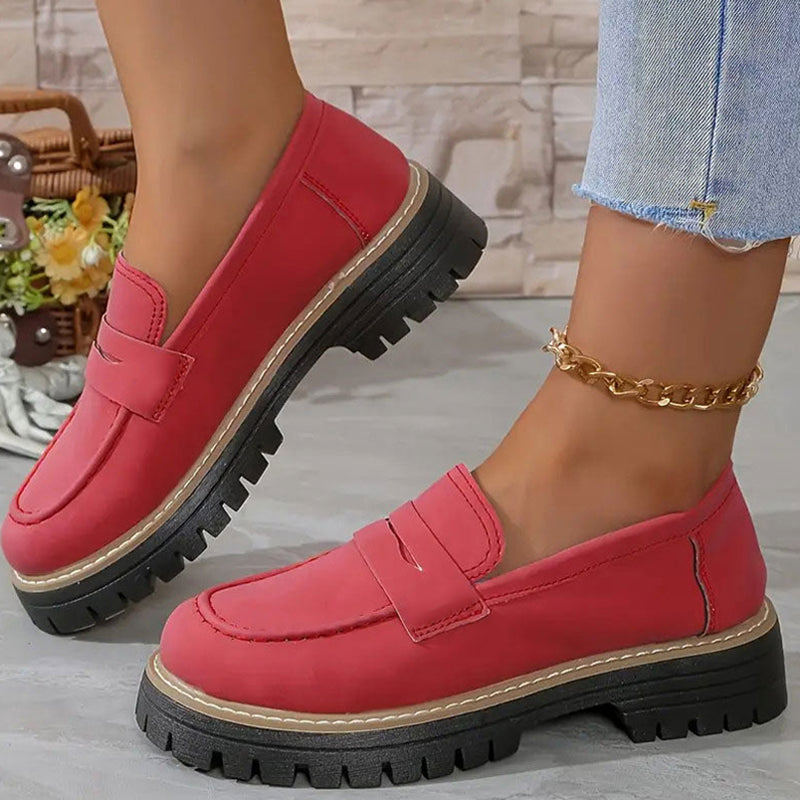 Naisten mukavat paksupohjaiset slip-on-loaferit