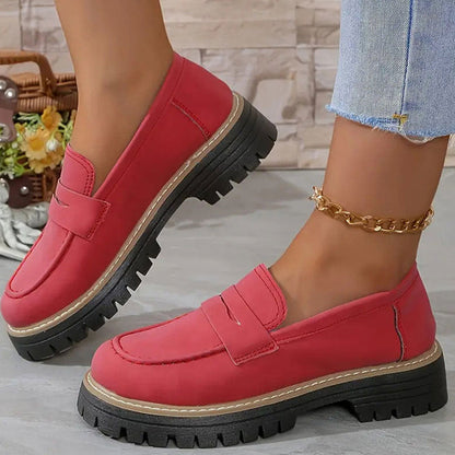 Naisten mukavat paksupohjaiset slip-on-loaferit