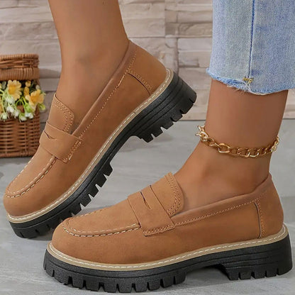 Naisten mukavat paksupohjaiset slip-on-loaferit