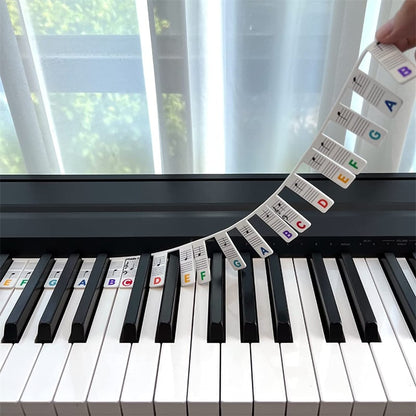 Removable piano keyboard note labels