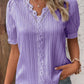 V kaula-aukko Plain Lace Elegantti paita
